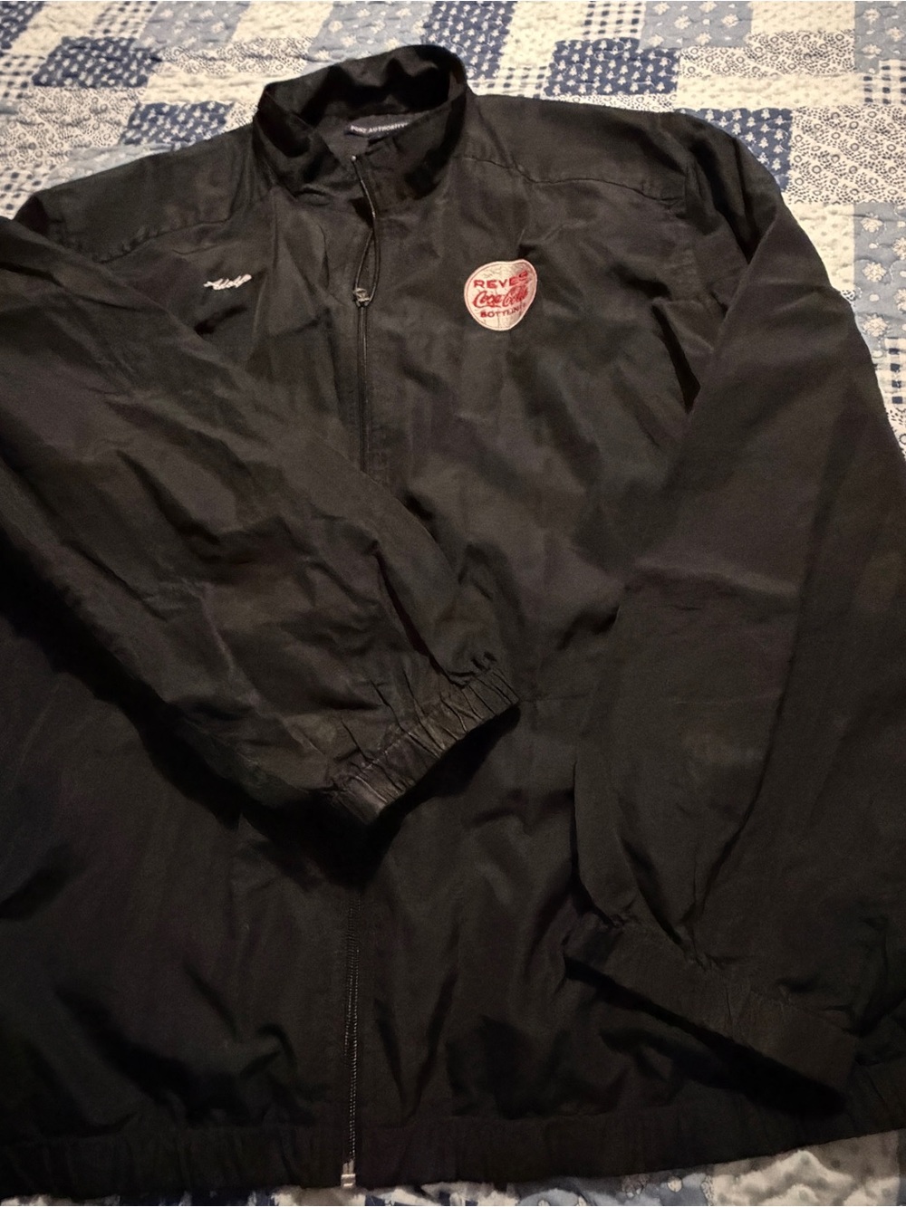 Black Men's Zip-Front Jacket with Redeemed Coca-Cola Patch